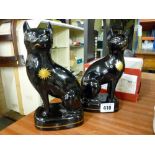 Good pair of Jackfield style pottery cats