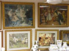 Quantity of good furnishing prints - Victorian scenes and similar
