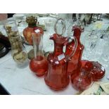 Parcel of mainly cranberry glassware