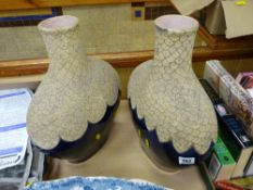 Pair of moon flask shaped cobalt blue vases
