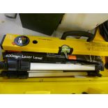 B & Q cased 400mm laser level with tripod stand