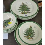 Selection of Spode 'Christmas Tree' dinnerware - three sets of six different sized plates, and six