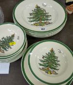 Selection of Spode 'Christmas Tree' dinnerware - three sets of six different sized plates, and six