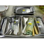 Quantity of white metal service ware, cutlery and a large parcel of drinking glassware including