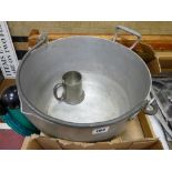 Aluminium jam pan and a white metal tankard