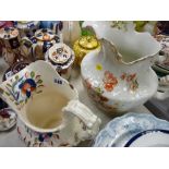 Gaudy Welsh jug and a Staffs wash jug