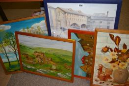 Parcel of paintings and prints including works by H RYLAND, a framed 'The Boat Museum' poster etc