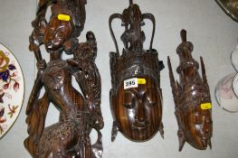 Three excellent wooden carved Oriental figures