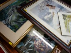 Parcel of mixed paintings and prints, trays etc