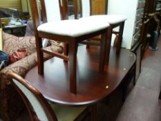Modern red wood effect dining table four chairs