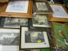 Quantity of local scene etchings and similar items