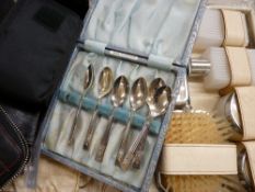 Parcel of lady's purses, vanity sets, flatware etc