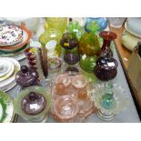 Large parcel of mixed glassware; dressing table items, milk glass vases etc