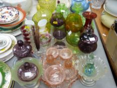 Large parcel of mixed glassware; dressing table items, milk glass vases etc