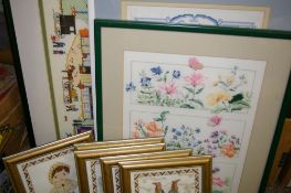 Parcel of framed tapestries, one entitled 'The Garden', others including tourist tapestries