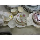 Mixed teaware and a series of Royal Worcester display plates