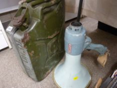 Military style fuel can and a megaphone