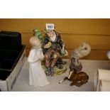 Nao figure of a young girl, a Capodimonte style figure, Beswick foal etc