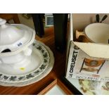 Two Staffs platters, food server and a boxed fondue set