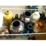 Basket of mixed vases, earthenware etc