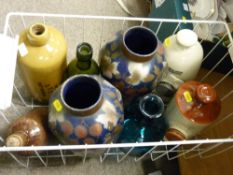Basket of mixed vases, earthenware etc