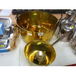 Brass jam pan with iron handle, brass saucepan with iron handle and similar items