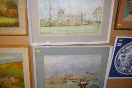 Pair of watercolours by H RYLAND (hanging on the wall)