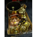 A quantity of brass & copperware