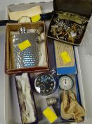 A parcel of collectables & jewellery including Accurist wristwatch, hip flask, boxed vintage map