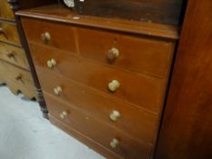 Painted pine chest of drawers, two short above three long