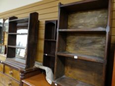 Three various small dark wood bookcases