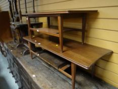 Two G-plan style long-John coffee tables, both with lower shelves