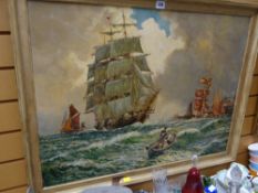 Framed maritime oil painting by Doughty