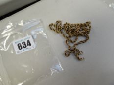 A 9ct yellow gold rope twist necklace, 10.5grms