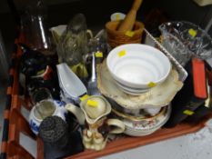 A parcel of mixed pottery, glassware & books etc
