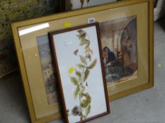 Framed watercolour entitled verso 'The Love Letter' & other sundry pictures