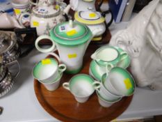 A good Shelley green banded coffee set