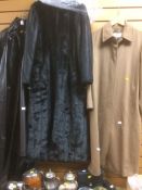 Four vintage coats including two full length leather coats, a full length cashmere Max Mara coat &