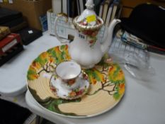 Royal Albert 'Old Country Roses' pattern teapot, cup & saucer together with a Carltonware 'Autumn