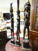 Three modern African carved tribal figures