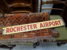 A vintage painted wooden bus or charabanc destination sign for Rochester Airport / Gravesend