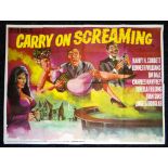 CARRY ON SCREAMING original UK cinema poster from 1966, artwork by Tom Chantrell, folded, pin