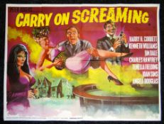 CARRY ON SCREAMING original UK cinema poster from 1966, artwork by Tom Chantrell, folded, pin