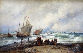 THEODOR ALEXANDER WEBER (German, 1838-1907) oil on canvas - superior maritime scene with French