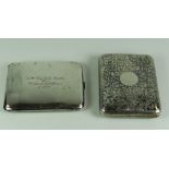 TWO SILVER CIGARETTE CASES one being Birks Sterling with engraved attribution, dated 1924 the