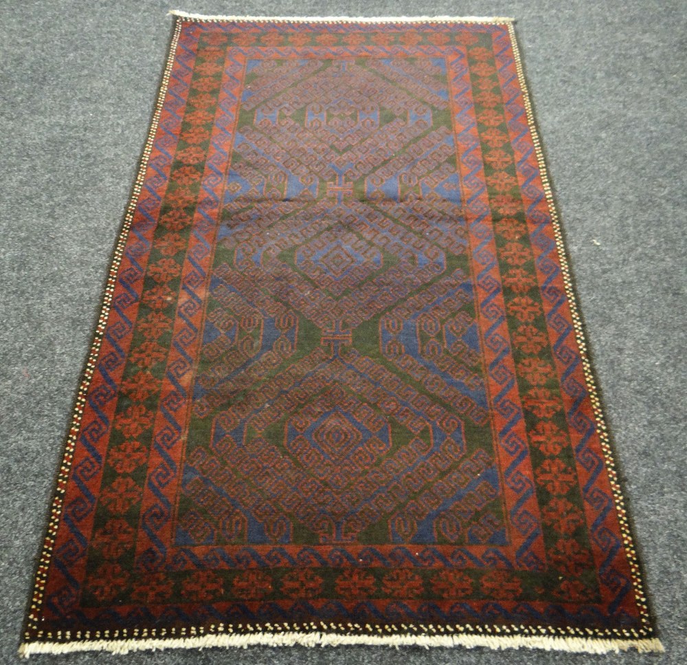 AFGHAN RUG deep blue ground Afghan Baluch, all over design, 116 x 198cms