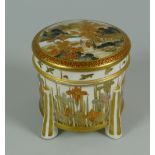AN EARLY TWENTIETH CENTURY SATSUMA LIDDED BOX having a landscape scene with figures to the lid &