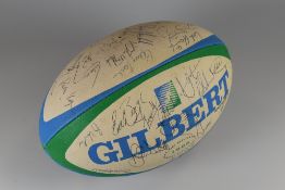 SIGNED 1995 WORLD RUGBY UNION BALL by the South African World Cup team together with a World cup