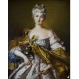A NINETEENTH CENTURY FRENCH SCHOOL pastel on canvas - three quarters portrait of a lady in elaborate