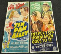 TIN PAN ALLEY & INSPECTOR HORNLEIGH GOES TO IT two original UK cinema posters from the 1940's,